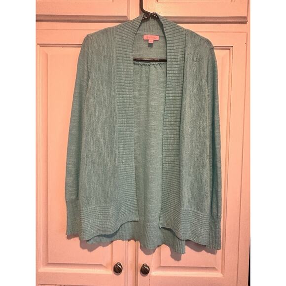 Lilly Pulitzer Amalie Knit Cardigan Open Front Aqua Size Small Resort Coastal - Picture 1 of 10